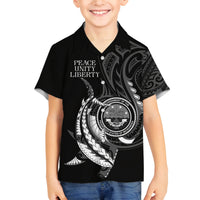 Personalised FSM Culture Day Family Matching Long Sleeve Bodycon Dress and Hawaiian Shirt Hammerhead Shark Tribal 2024 LT9 Son's Shirt Black - Polynesian Pride