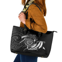Personalised FSM Culture Day Leather Tote Bag Hammerhead Shark Tribal 2024 LT9 Black - Polynesian Pride