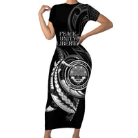 Personalised FSM Culture Day Short Sleeve Bodycon Dress Hammerhead Shark Tribal 2024 LT9 Long Dress Black - Polynesian Pride
