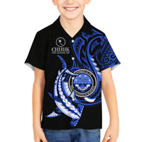 Personalised Chuuk FSM Culture Day Family Matching Tank Maxi Dress and Hawaiian Shirt Hammerhead Shark Tattoo 2024 LT9 Son's Shirt Blue - Polynesian Pride