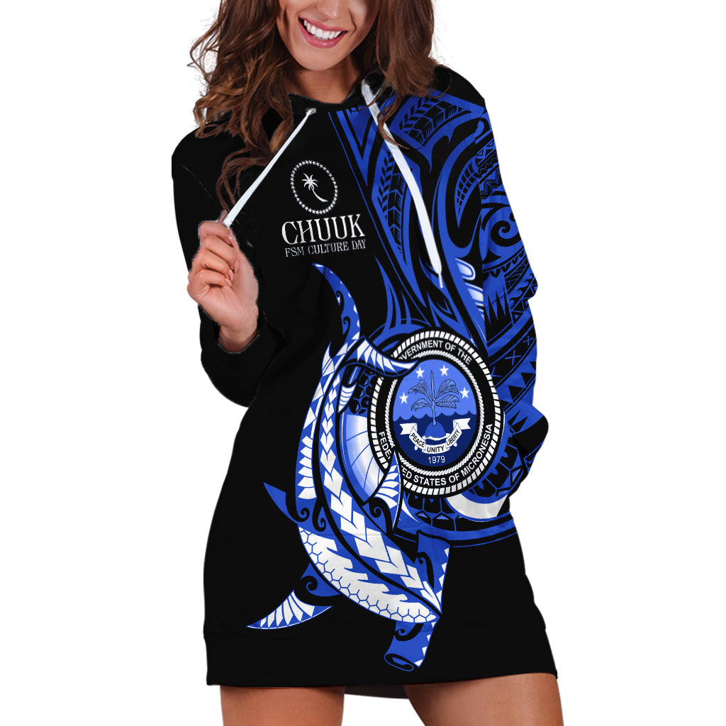 Personalised Chuuk FSM Culture Day Hoodie Dress Hammerhead Shark Tattoo 2024 LT9 Blue - Polynesian Pride