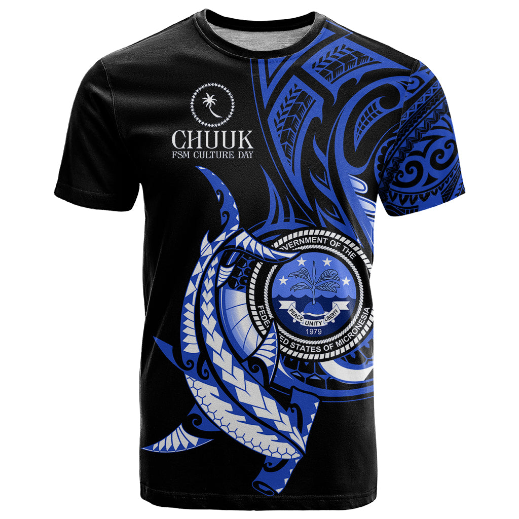 Personalised Chuuk FSM Culture Day T Shirt Hammerhead Shark Tattoo 2024 LT9 Blue - Polynesian Pride
