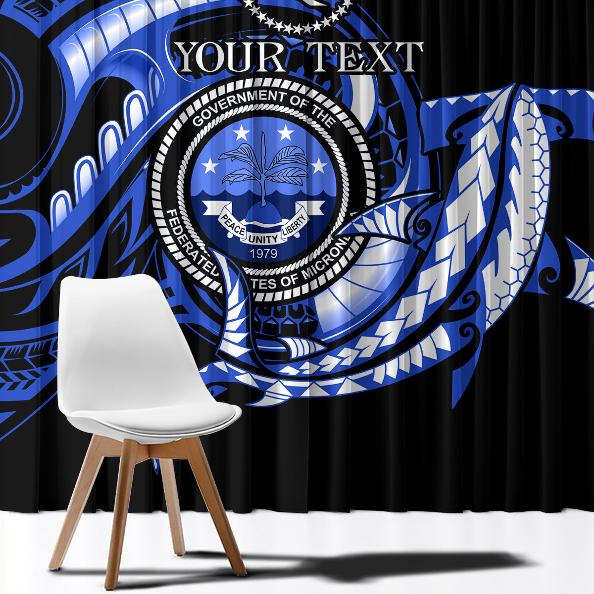 Personalised Chuuk FSM Culture Day Window Curtain Hammerhead Shark Tattoo 2024 LT9 - Polynesian Pride