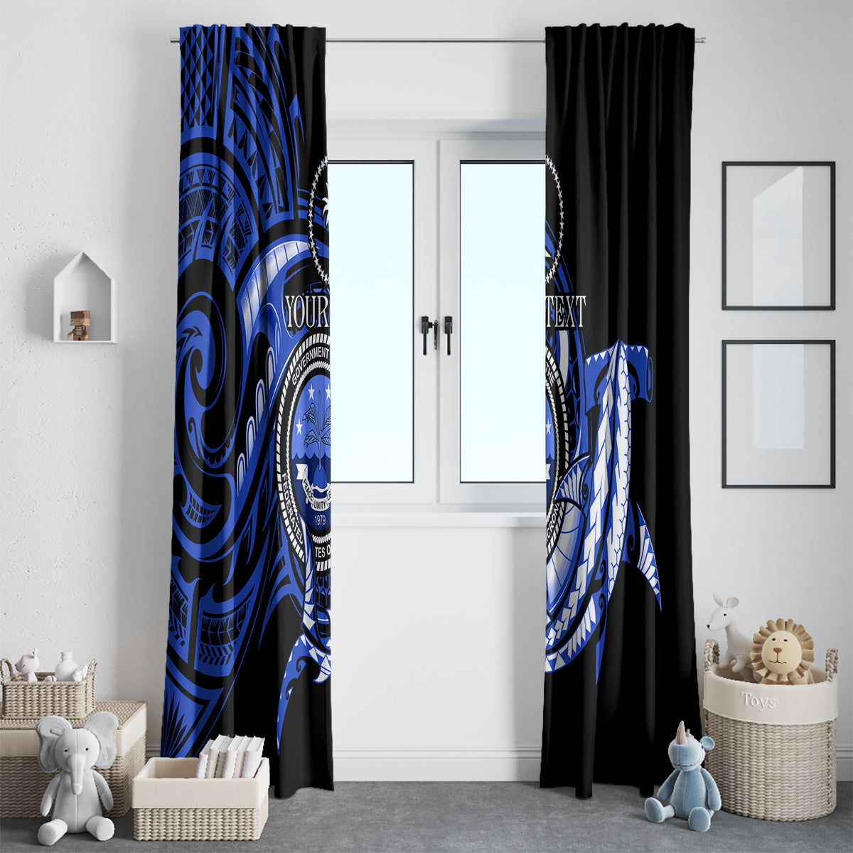Personalised Chuuk FSM Culture Day Window Curtain Hammerhead Shark Tattoo 2024 LT9 - Polynesian Pride