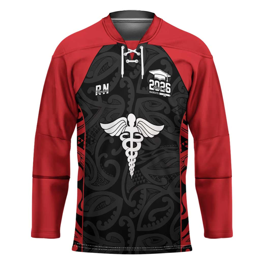 New Zealand Nurse RN 2026 Personalised Hockey Jersey Red Maori Pattern Cultural Pride LT9 Unisex Red - Polynesian Pride