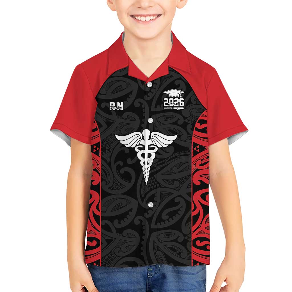 New Zealand Nurse RN 2026 Personalised Kid Hawaiian Shirt Red Maori Pattern Cultural Pride LT9 Kid Red - Polynesian Pride