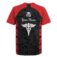 New Zealand Nurse RN 2026 Personalised Rugby Jersey Red Maori Pattern Cultural Pride