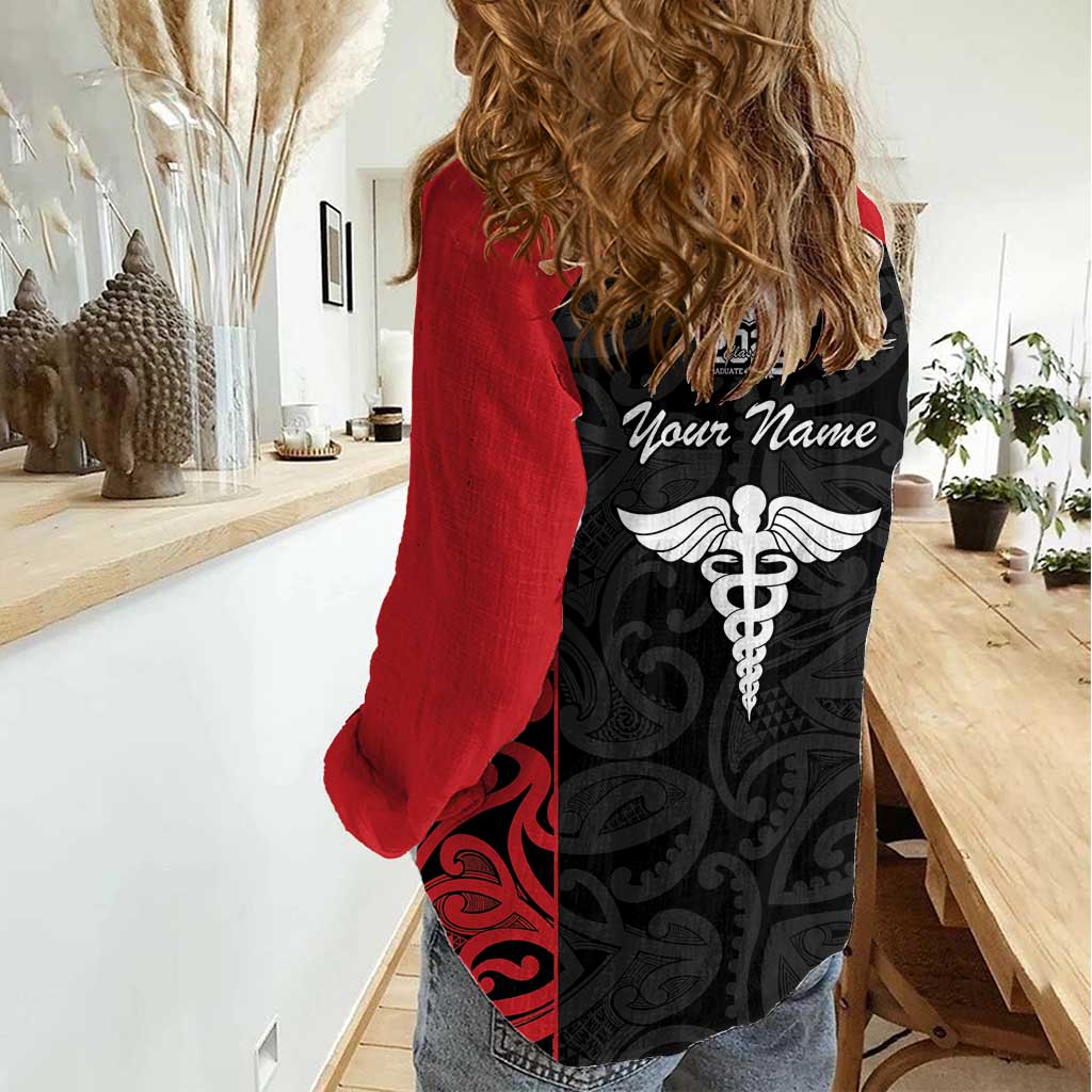 New Zealand Nurse RN 2026 Personalised Women Casual Shirt Red Maori Pattern Cultural Pride LT9 - Polynesian Pride