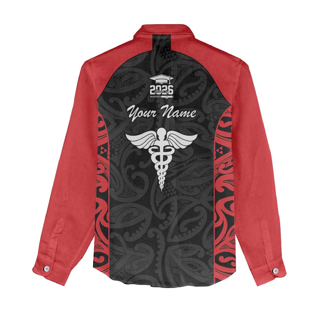 New Zealand Nurse RN 2026 Personalised Women Casual Shirt Red Maori Pattern Cultural Pride LT9 - Polynesian Pride