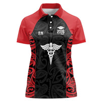 New Zealand Nurse RN 2026 Personalised Women Polo Shirt Red Maori Pattern Cultural Pride LT9 Female Red - Polynesian Pride