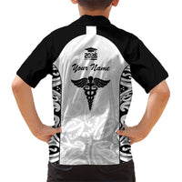 New Zealand Nurse RN 2026 Personalised Kid Hawaiian Shirt White Maori Pattern Cultural Pride