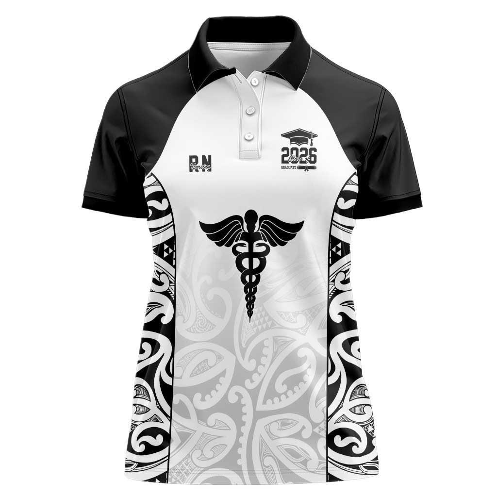 New Zealand Nurse RN 2026 Personalised Women Polo Shirt White Maori Pattern Cultural Pride LT9 Female White - Polynesian Pride