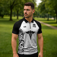 New Zealand Nurse RN 2026 Personalised Zipper Polo Shirt White Maori Pattern Cultural Pride LT9 - Polynesian Pride