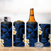 Hawaii Maui Islands Pacific Plumeria 4 in 1 Can Cooler Tumbler Blue Polynesian Tattoo