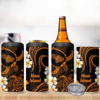 Hawaii Maui Islands Pacific Plumeria 4 in 1 Can Cooler Tumbler Gold Polynesian Tattoo