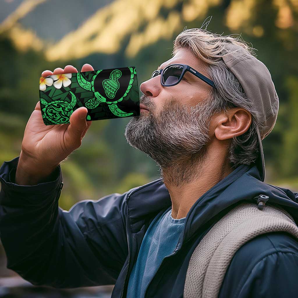 Hawaii Maui Islands Pacific Plumeria 4 in 1 Can Cooler Tumbler Green Polynesian Tattoo