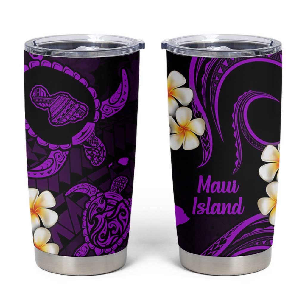 Hawaii Maui Islands Pacific Plumeria Tumbler Cup Purple Polynesian Tattoo