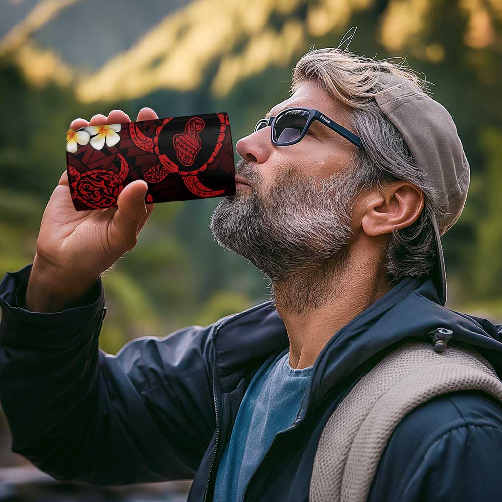 Hawaii Maui Islands Pacific Plumeria 4 in 1 Can Cooler Tumbler Red Polynesian Tattoo