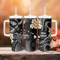 Hawaii Maui Islands Pacific Plumeria Tumbler With Handle White Polynesian Tattoo