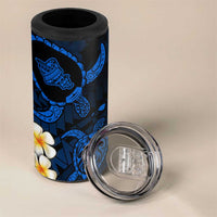 Hawaii Oahu Islands Pacific Plumeria 4 in 1 Can Cooler Tumbler Blue Polynesian Tattoo