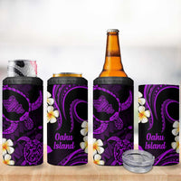 Hawaii Oahu Islands Pacific Plumeria 4 in 1 Can Cooler Tumbler Purple Polynesian Tattoo