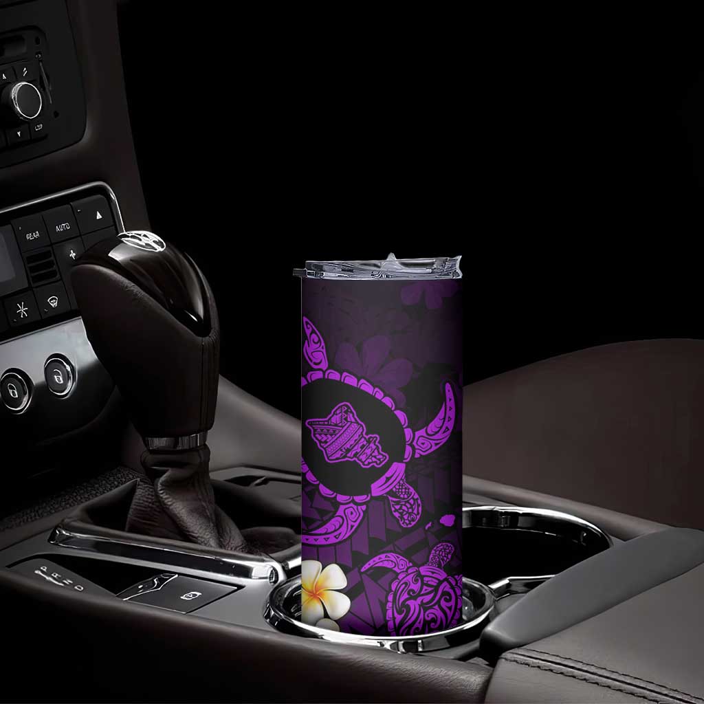 Hawaii Oahu Islands Pacific Plumeria Skinny Tumbler Purple Polynesian Tattoo
