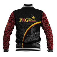Papua New Guinea 50th Independence Day Baseball Jacket Simple Oro Tapa Pattern LT9 - Polynesian Pride