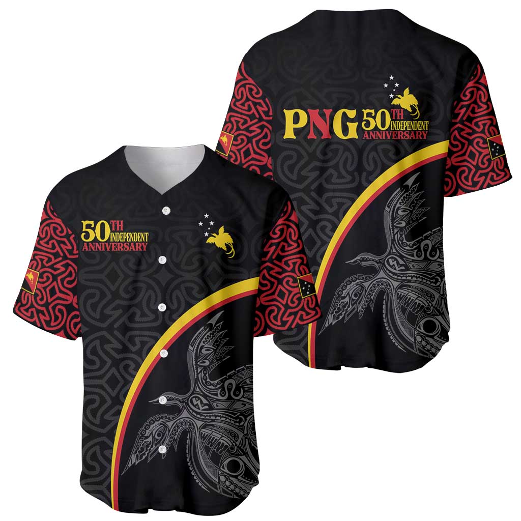 Papua New Guinea 50th Independence Day Baseball Jersey Simple Oro Tapa Pattern LT9 - Polynesian Pride