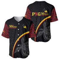 Papua New Guinea 50th Independence Day Baseball Jersey Simple Oro Tapa Pattern LT9 - Polynesian Pride