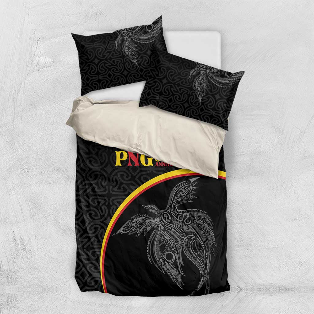 Papua New Guinea 50th Independence Day Bedding Set Simple Oro Tapa Pattern LT9 US Twin 172cm x 218cm Black - Polynesian Pride