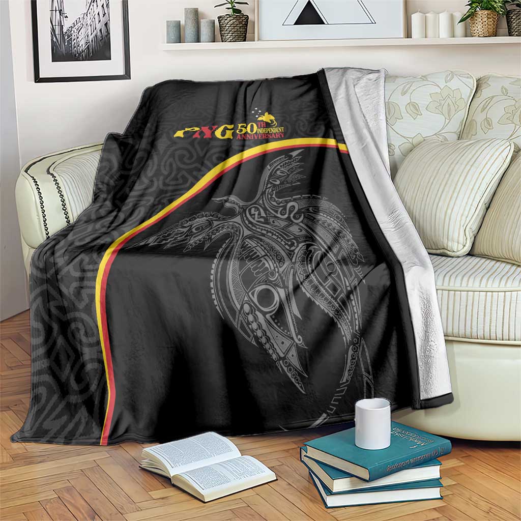 Papua New Guinea 50th Independence Day Blanket Simple Oro Tapa Pattern LT9 Black - Polynesian Pride