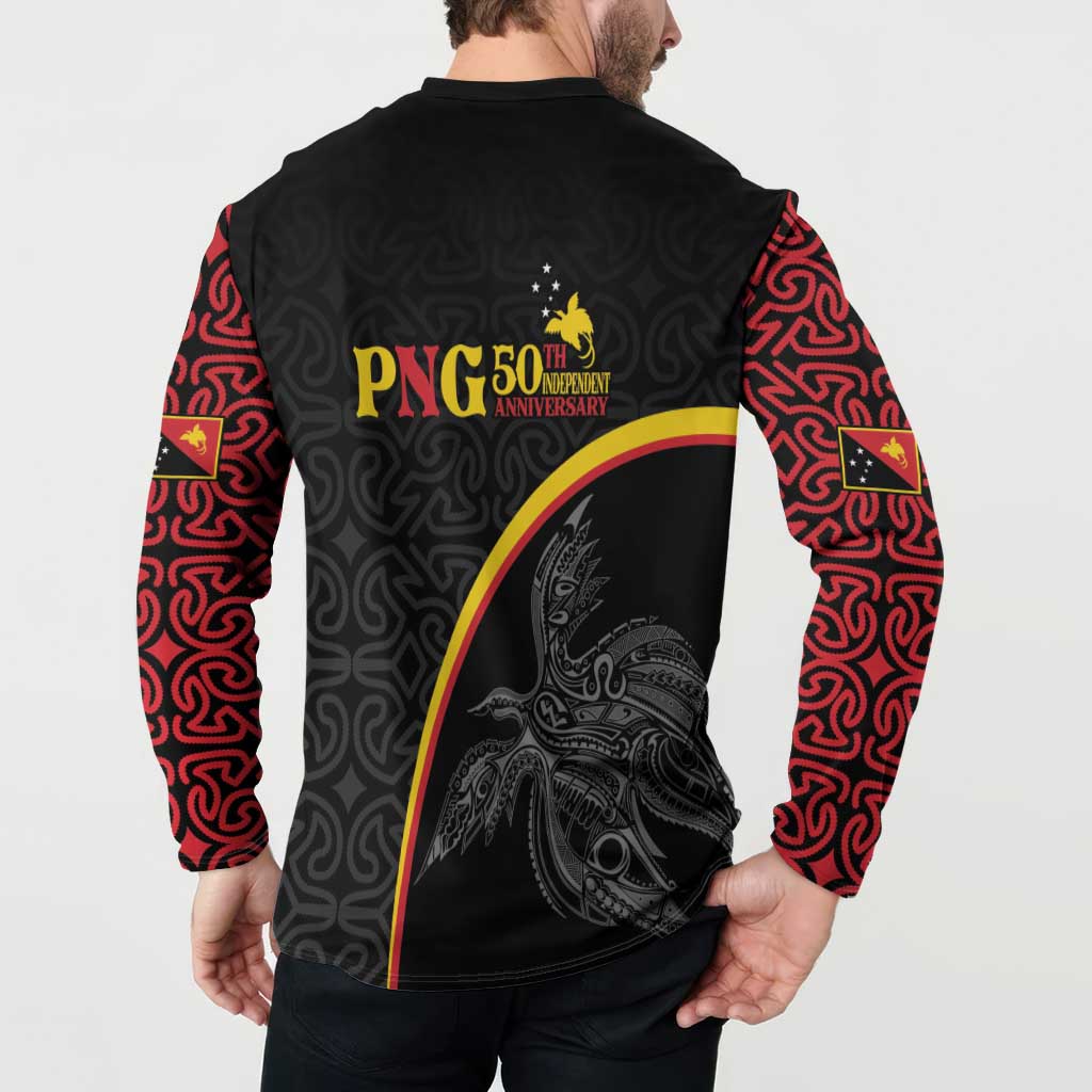 Papua New Guinea 50th Independence Day Button Sweatshirt Simple Oro Tapa Pattern LT9 - Polynesian Pride
