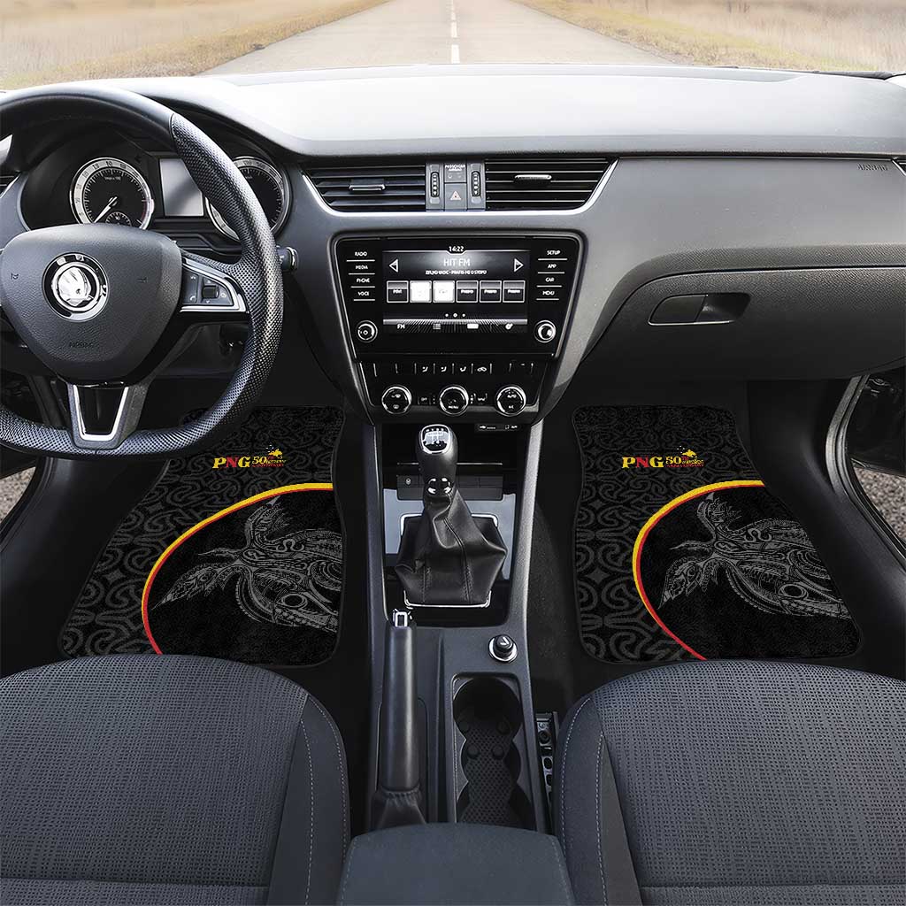 Papua New Guinea 50th Independence Day Car Mats Simple Oro Tapa Pattern - Polynesian Pride