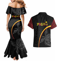 Papua New Guinea 50th Independence Day Couples Matching Mermaid Dress and Hawaiian Shirt Simple Oro Tapa Pattern LT9 - Polynesian Pride