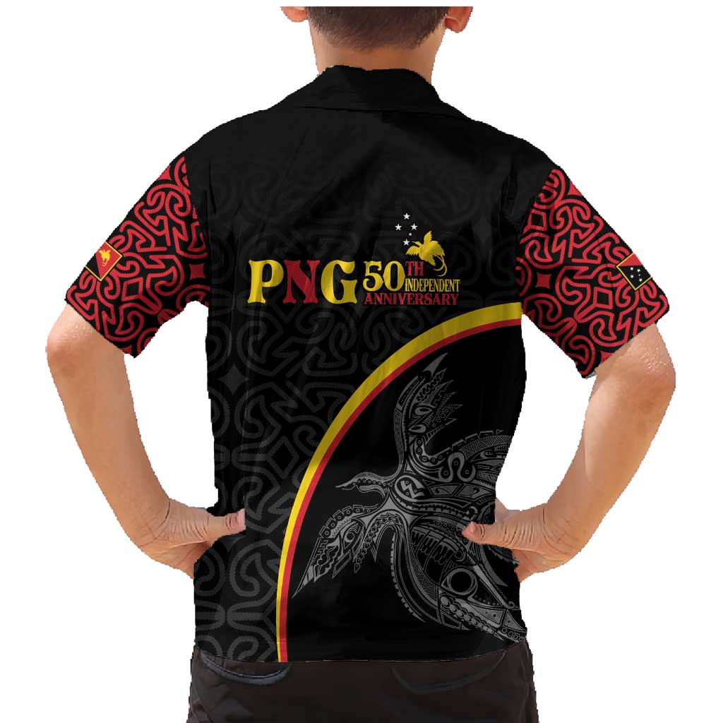 Papua New Guinea 50th Independence Day Family Matching Mermaid Dress and Hawaiian Shirt Simple Oro Tapa Pattern - Polynesian Pride
