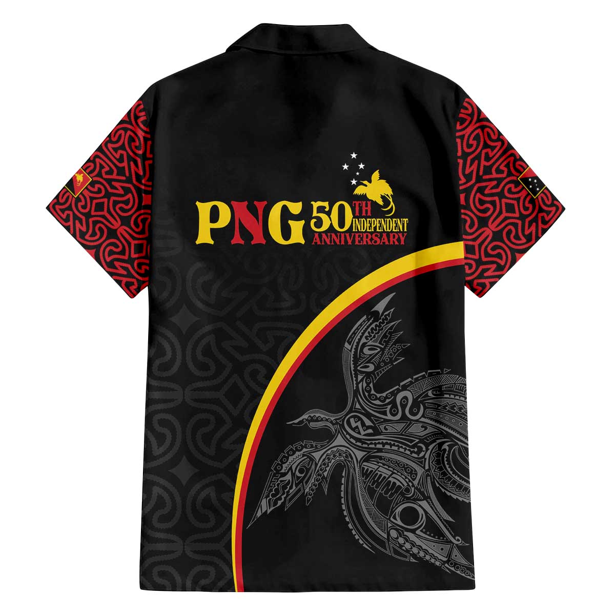 Papua New Guinea 50th Independence Day Family Matching Off The Shoulder Long Sleeve Dress and Hawaiian Shirt Simple Oro Tapa Pattern - Polynesian Pride