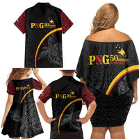 Papua New Guinea 50th Independence Day Family Matching Off Shoulder Short Dress and Hawaiian Shirt Simple Oro Tapa Pattern LT9 - Polynesian Pride