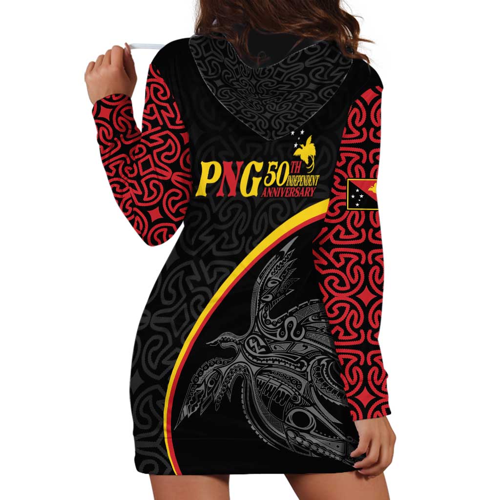 Papua New Guinea 50th Independence Day Hoodie Dress Simple Oro Tapa Pattern - Polynesian Pride