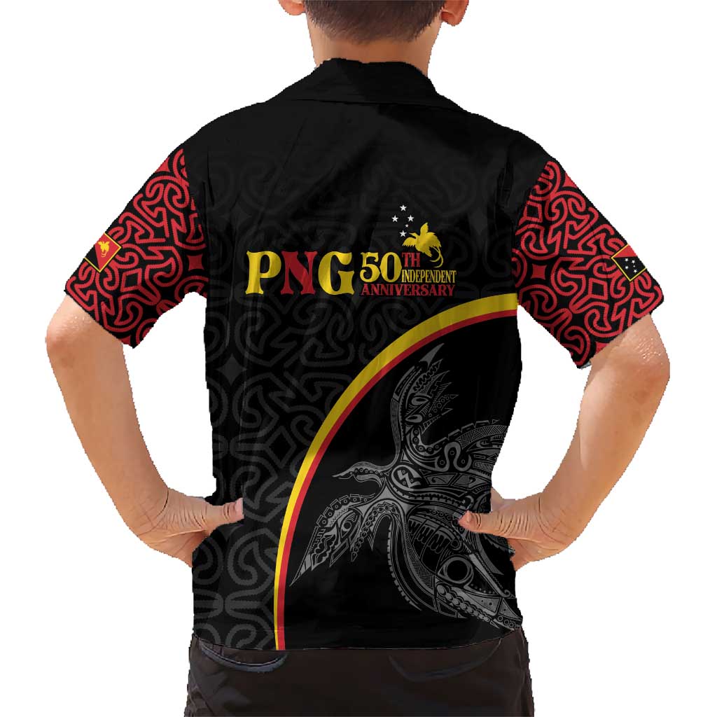 Papua New Guinea 50th Independence Day Kid Hawaiian Shirt Simple Oro Tapa Pattern LT9 - Polynesian Pride