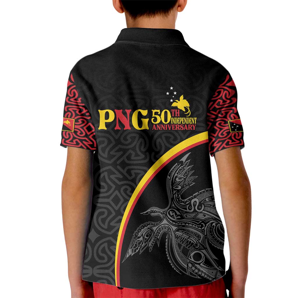 Papua New Guinea 50th Independence Day Kid Polo Shirt Simple Oro Tapa Pattern LT9 - Polynesian Pride