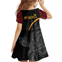Papua New Guinea 50th Independence Day Kid Short Sleeve Dress Simple Oro Tapa Pattern - Polynesian Pride