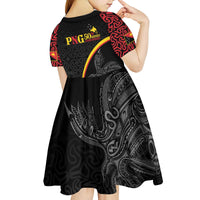 Papua New Guinea 50th Independence Day Kid Short Sleeve Dress Simple Oro Tapa Pattern - Polynesian Pride
