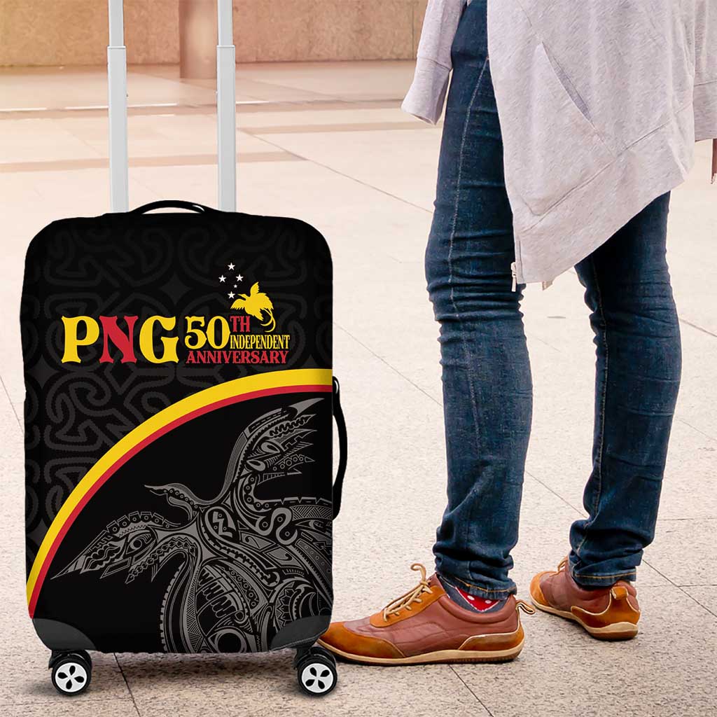 Papua New Guinea 50th Independence Day Luggage Cover Simple Oro Tapa Pattern - Polynesian Pride