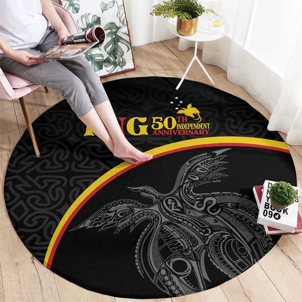 Papua New Guinea 50th Independence Day Round Carpet Simple Oro Tapa Pattern LT9 - Polynesian Pride
