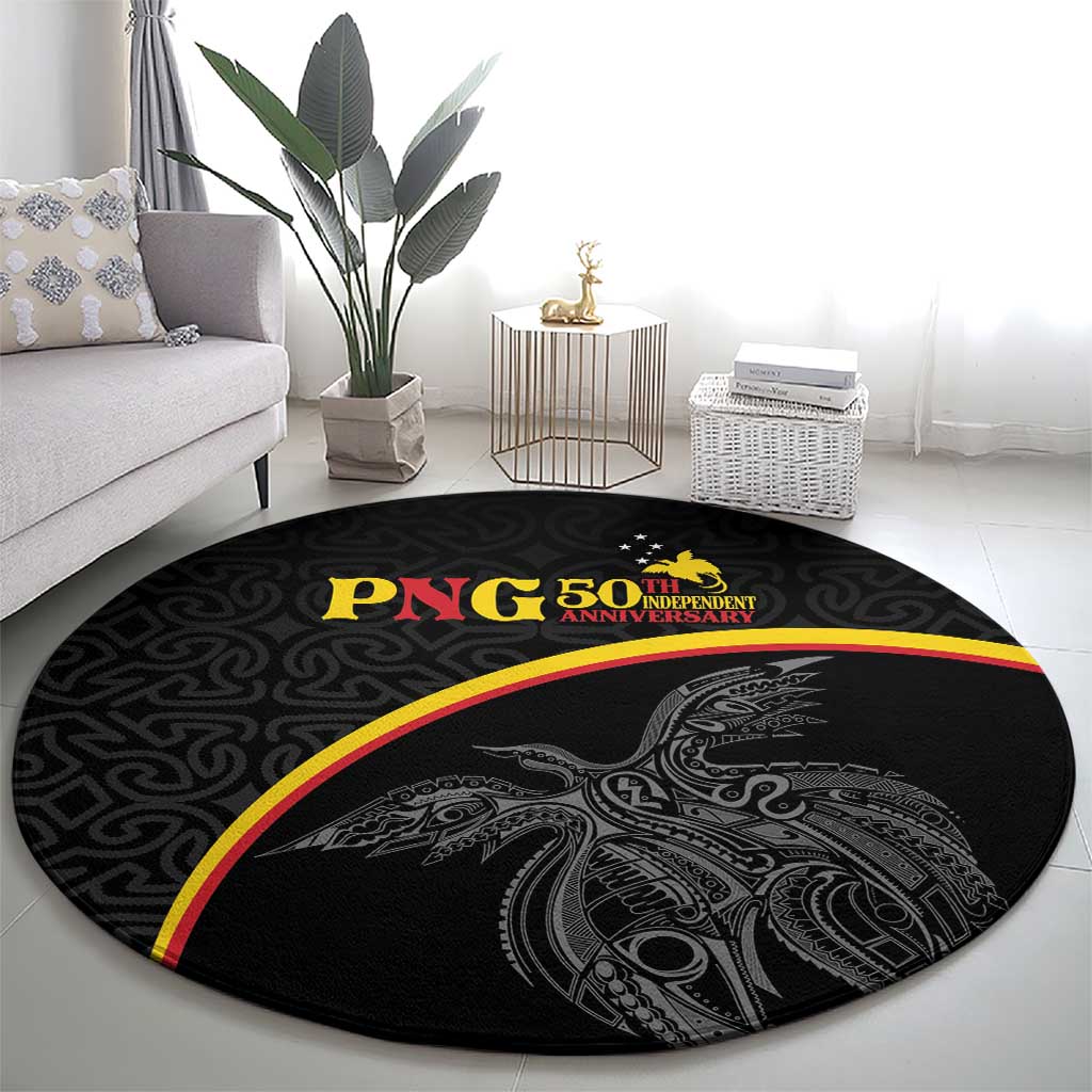 Papua New Guinea 50th Independence Day Round Carpet Simple Oro Tapa Pattern LT9 - Polynesian Pride