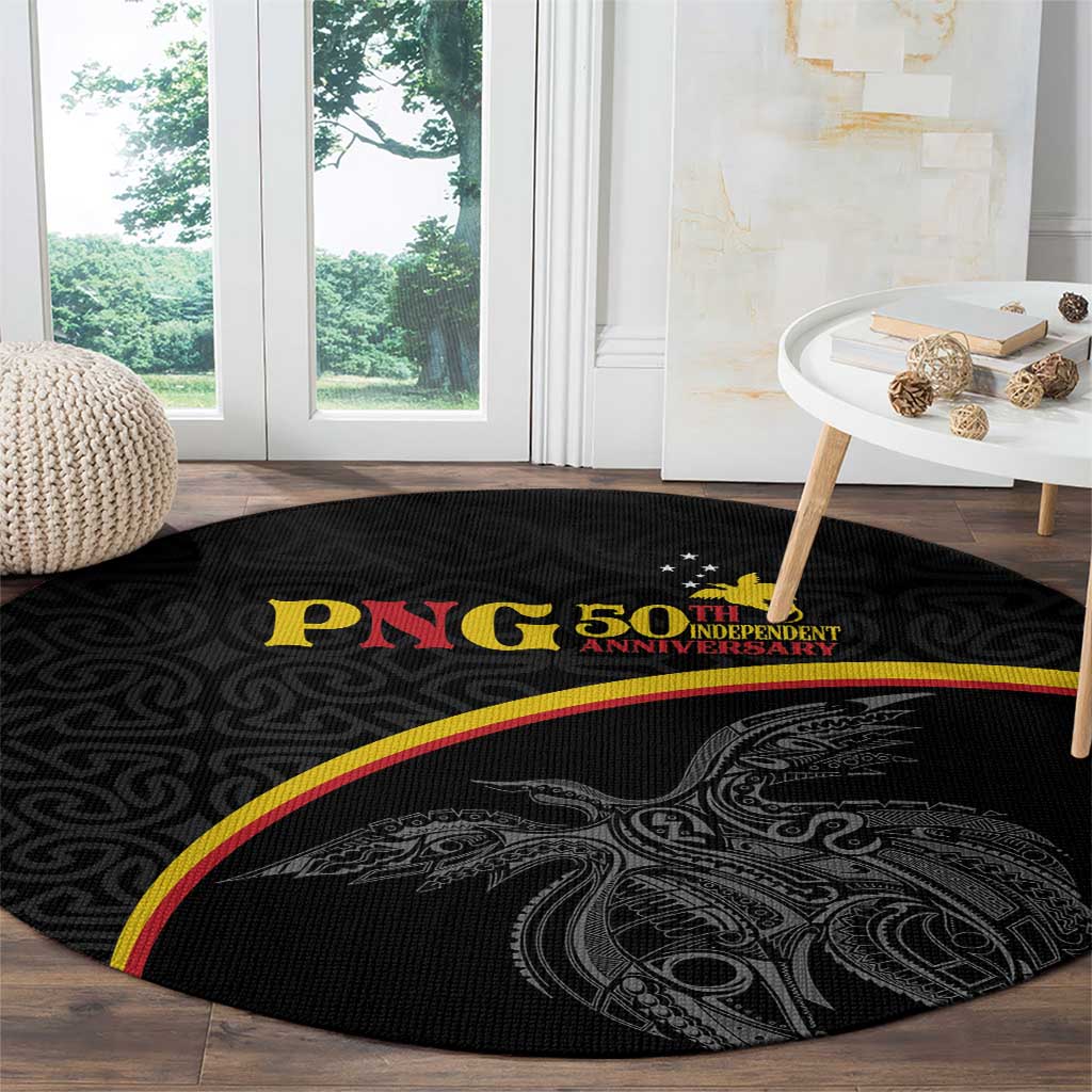 Papua New Guinea 50th Independence Day Round Carpet Simple Oro Tapa Pattern LT9 - Polynesian Pride