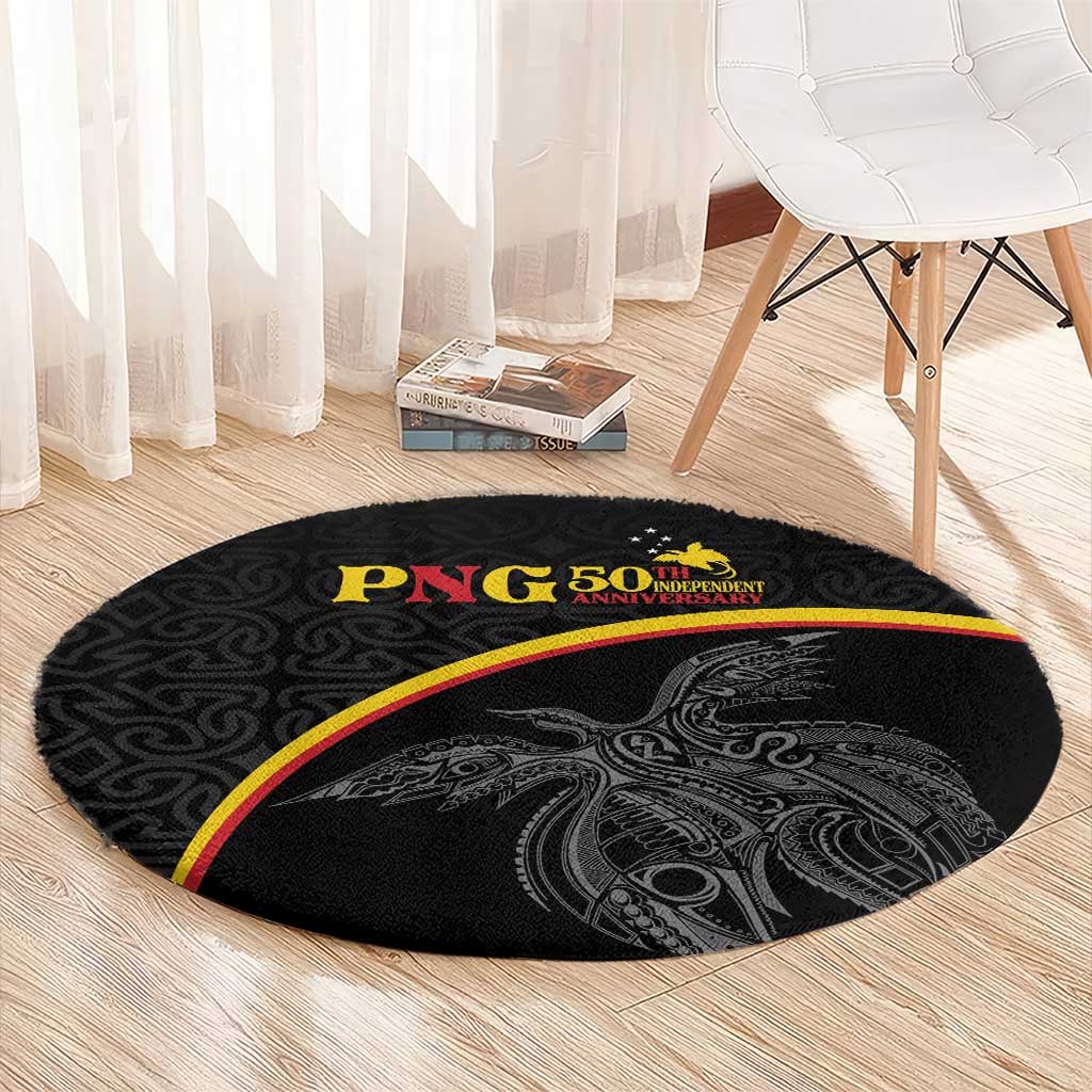 Papua New Guinea 50th Independence Day Round Carpet Simple Oro Tapa Pattern LT9 - Polynesian Pride