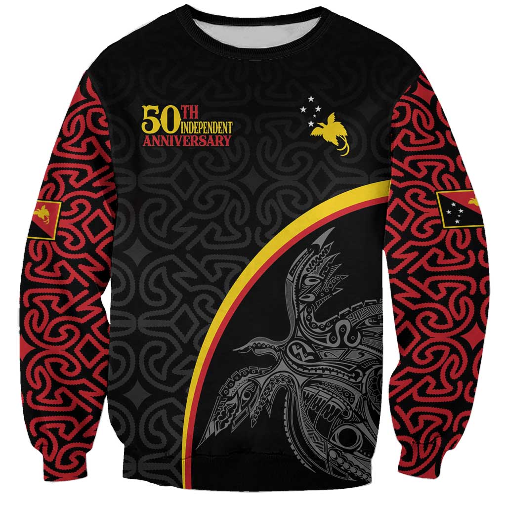 Papua New Guinea 50th Independence Day Sweatshirt Simple Oro Tapa Pattern LT9 Unisex Black - Polynesian Pride
