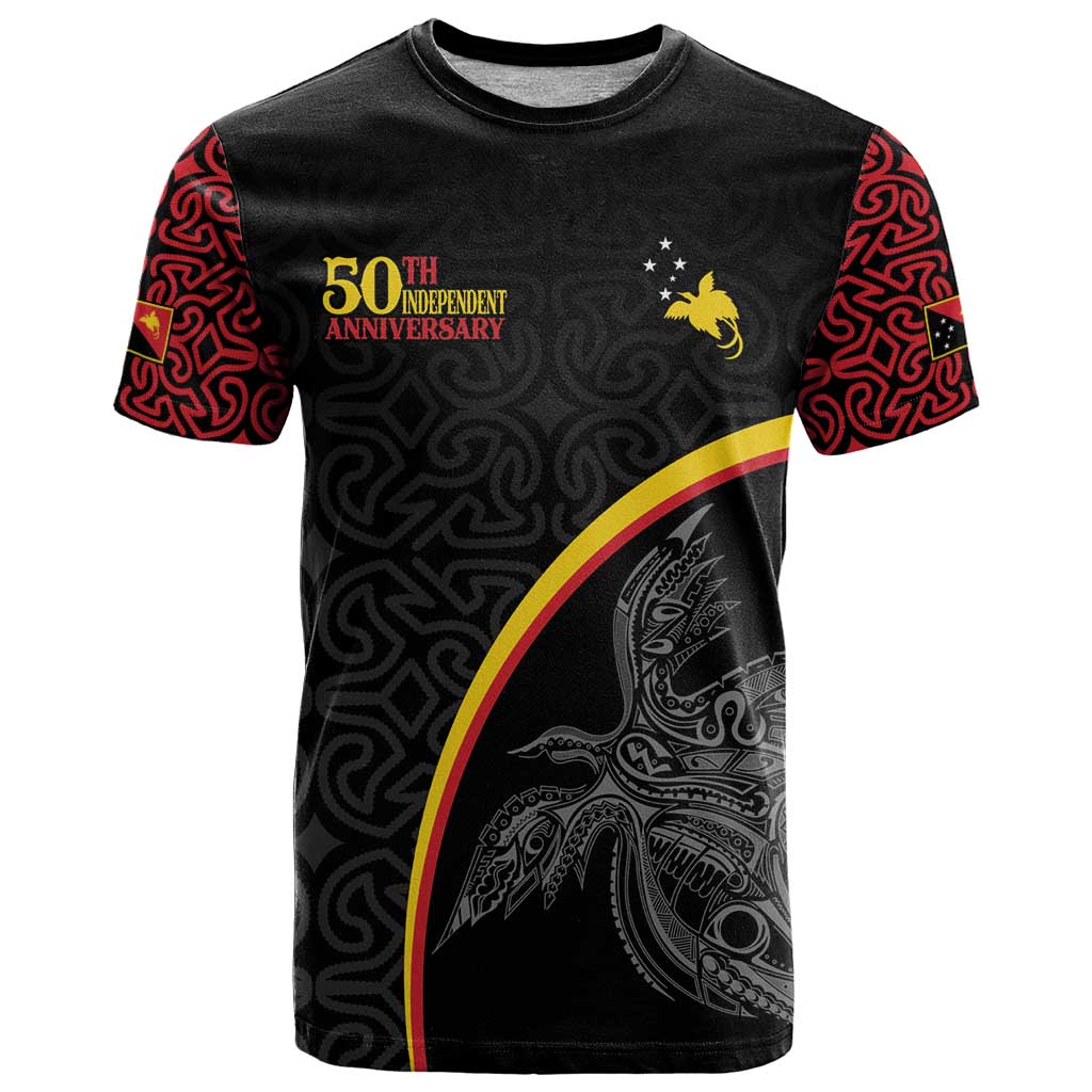 Papua New Guinea 50th Independence Day T Shirt Simple Oro Tapa Pattern LT9 Black - Polynesian Pride