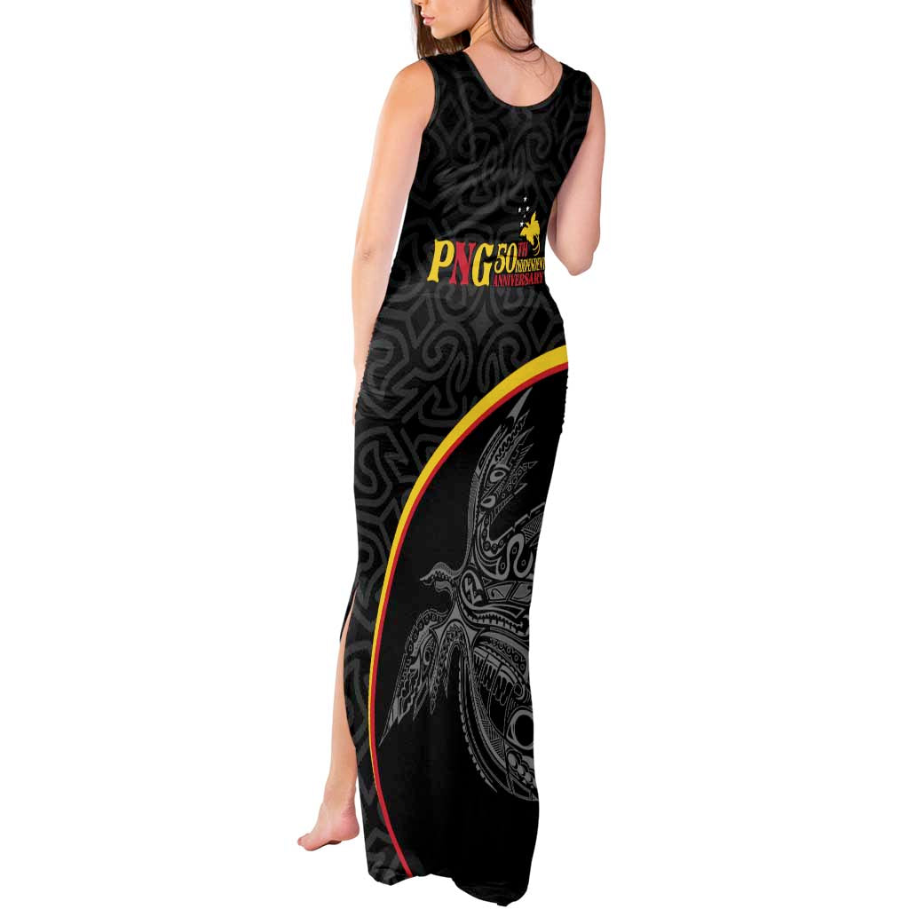 Papua New Guinea 50th Independence Day Tank Maxi Dress Simple Oro Tapa Pattern - Polynesian Pride